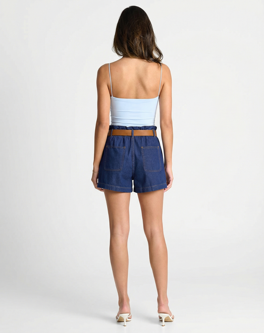 Margot | High Waisted Denim Shorts Dark Blue Relaxed