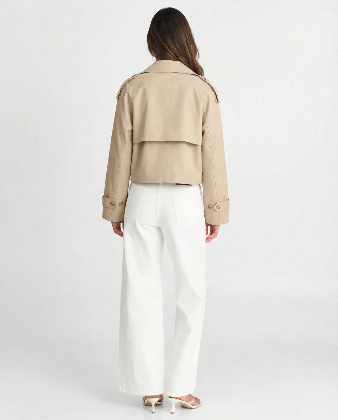 Margot | Cropped Double Breasted Trench Coat Cream Oversized