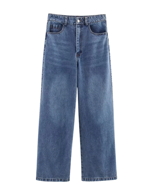 Margot | High Waisted Wide Leg Jeans Light Blue Straight Leg