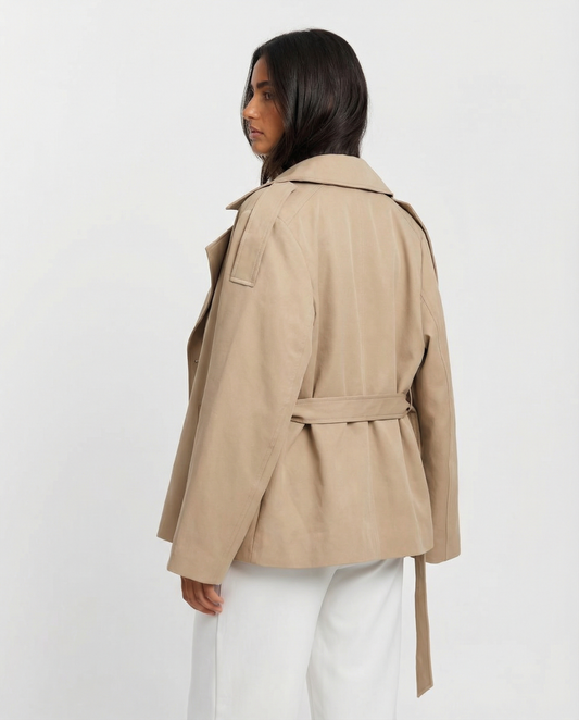 Nola | Belted Blazer Cream Long Sleeve Lightweight