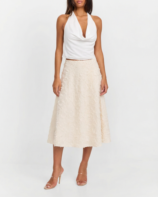 Zola | A Line Midi Skirt Cream Textured