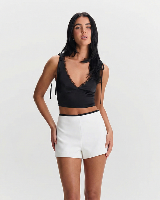 Margot | White High Waisted Shorts Tailored Fitted