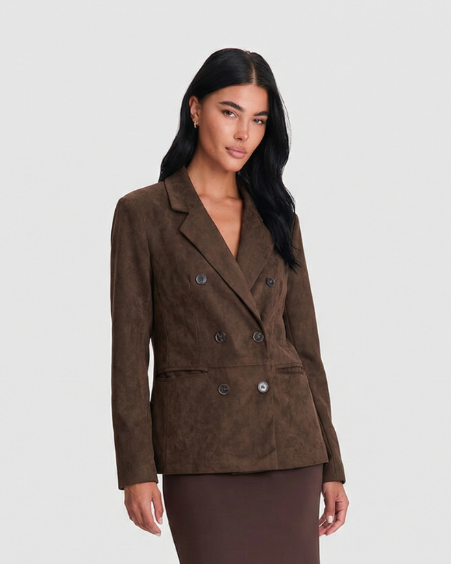 Mia | Smart Casual Brown Blazer Suede
