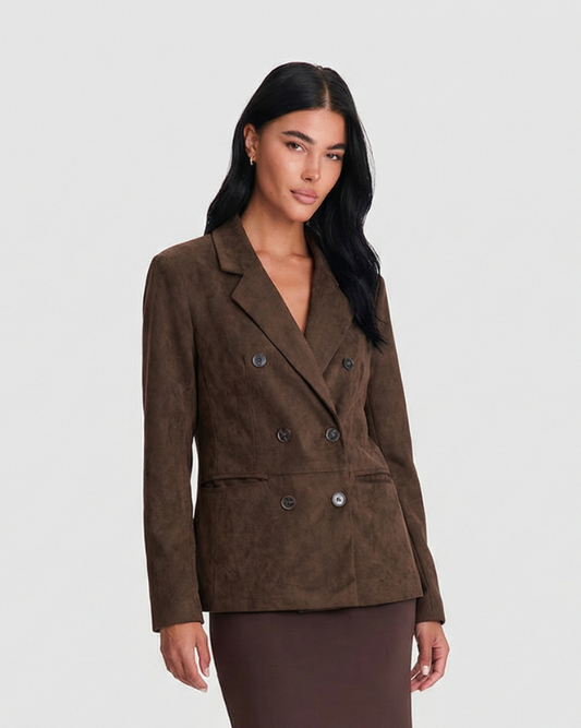 Mia | Smart Casual Brown Blazer Suede