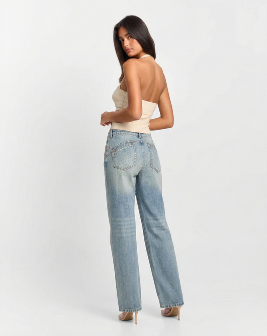 Stella | High Waisted Wide Leg Jeans Light Wash Vintage
