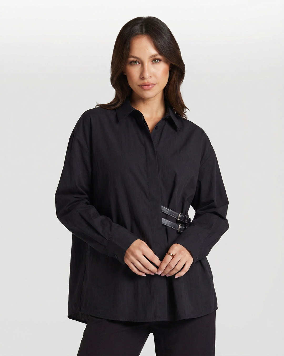 Nell | Smart Casual Long Sleeve Shirt Black