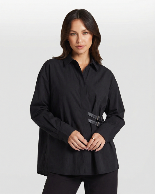 Nell | Smart Casual Long Sleeve Shirt Black