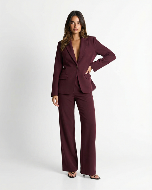 Victoria | Tailored Burgundy Single Breasted Suit