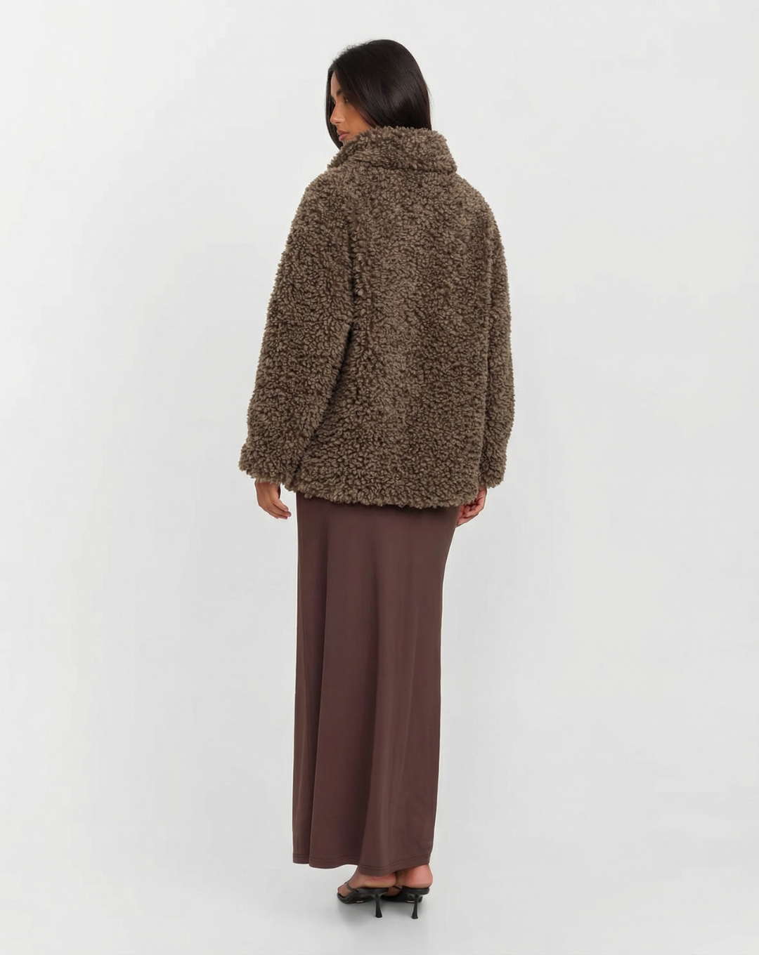 Margot | Oversized Sherpa Coat Brown