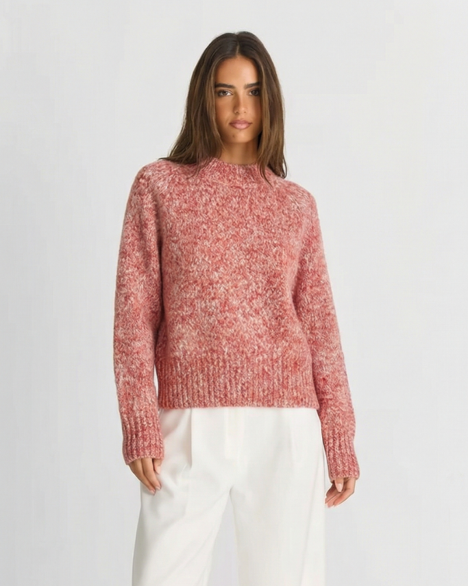 Rosa | Casual Knitted Top Pink Long Sleeve Crew Neck