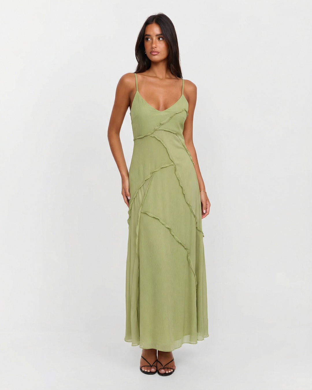 Elara | Summer Slip Maxi Dress Green
