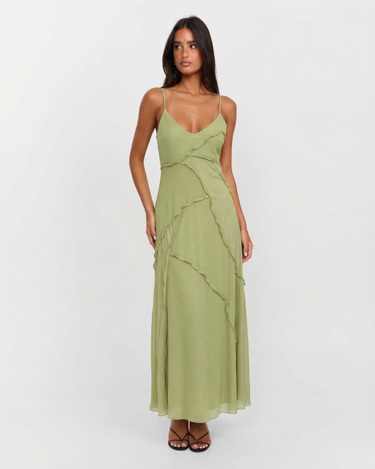 Elara | Summer Slip Maxi Dress Green