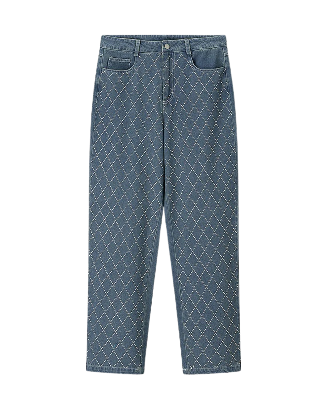 Vera | High Waisted Wide Leg Jeans Light Blue Embellished