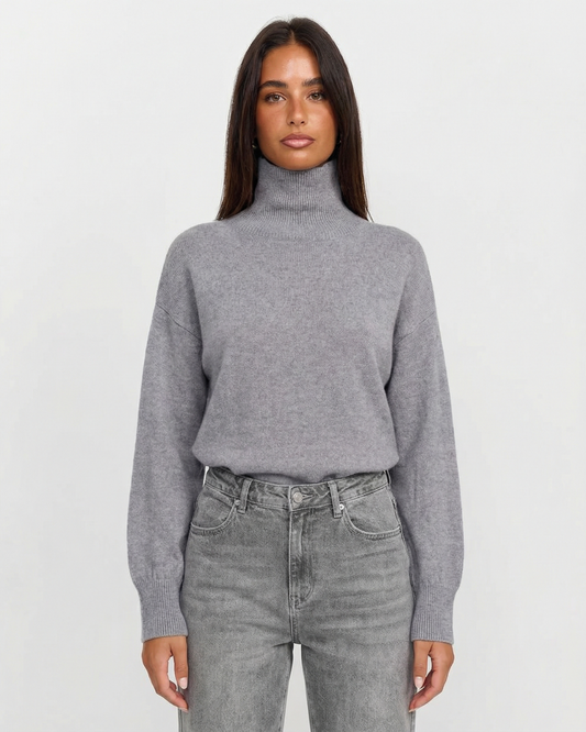 Mira | Turtleneck Sweater Gray Long Sleeve Oversized Relaxed