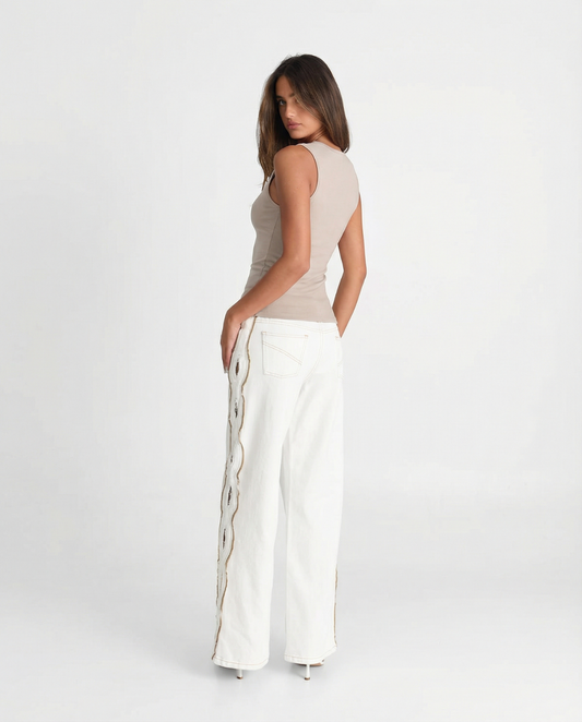 Vera | Fitted Button Front Vest Top Cream Sleeveless Tailored