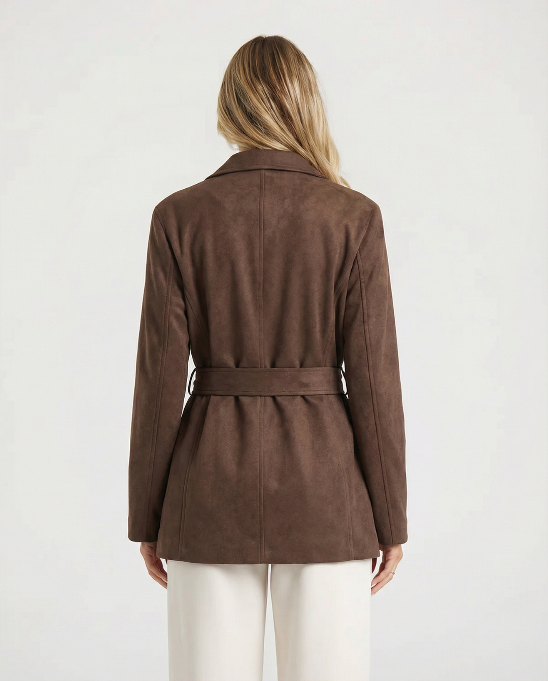 Yara | Belted Brown Blazer Jacket Long Sleeve Tailored