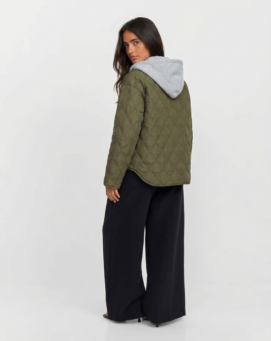 Hazel | Quilted Jacket Green Hooded Padded Oversized