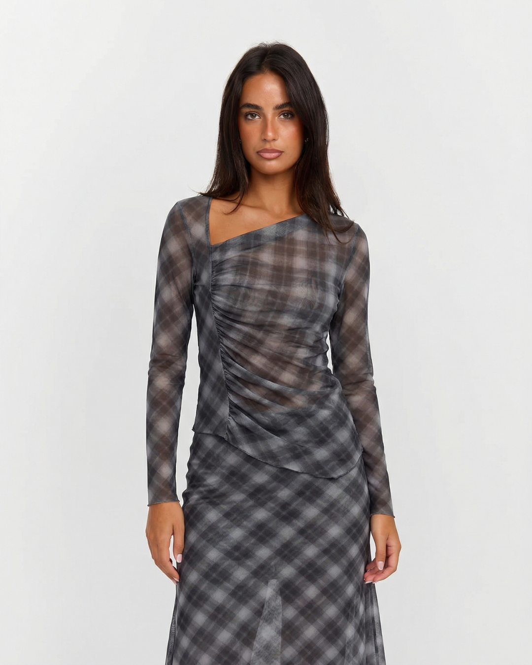Maya | Grey Check Patterned Co-ord Set