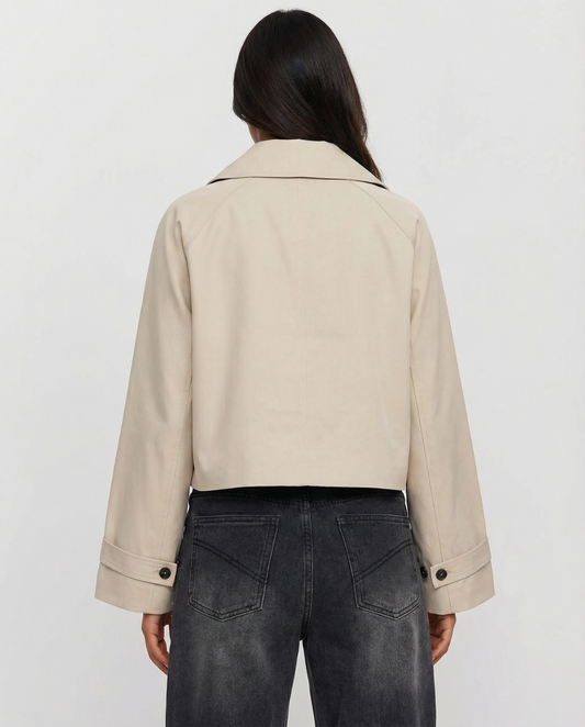 Freya | Cropped Shirt Jacket Cream Button Front