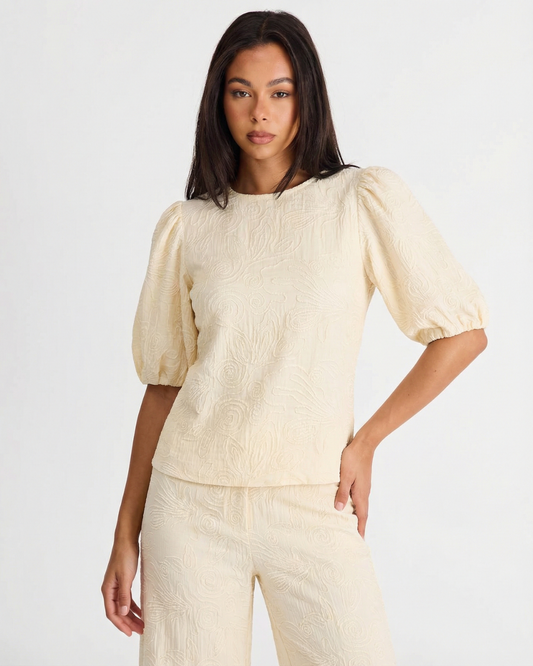 Willow | Cream Jacquard Puff Sleeve Co-ord