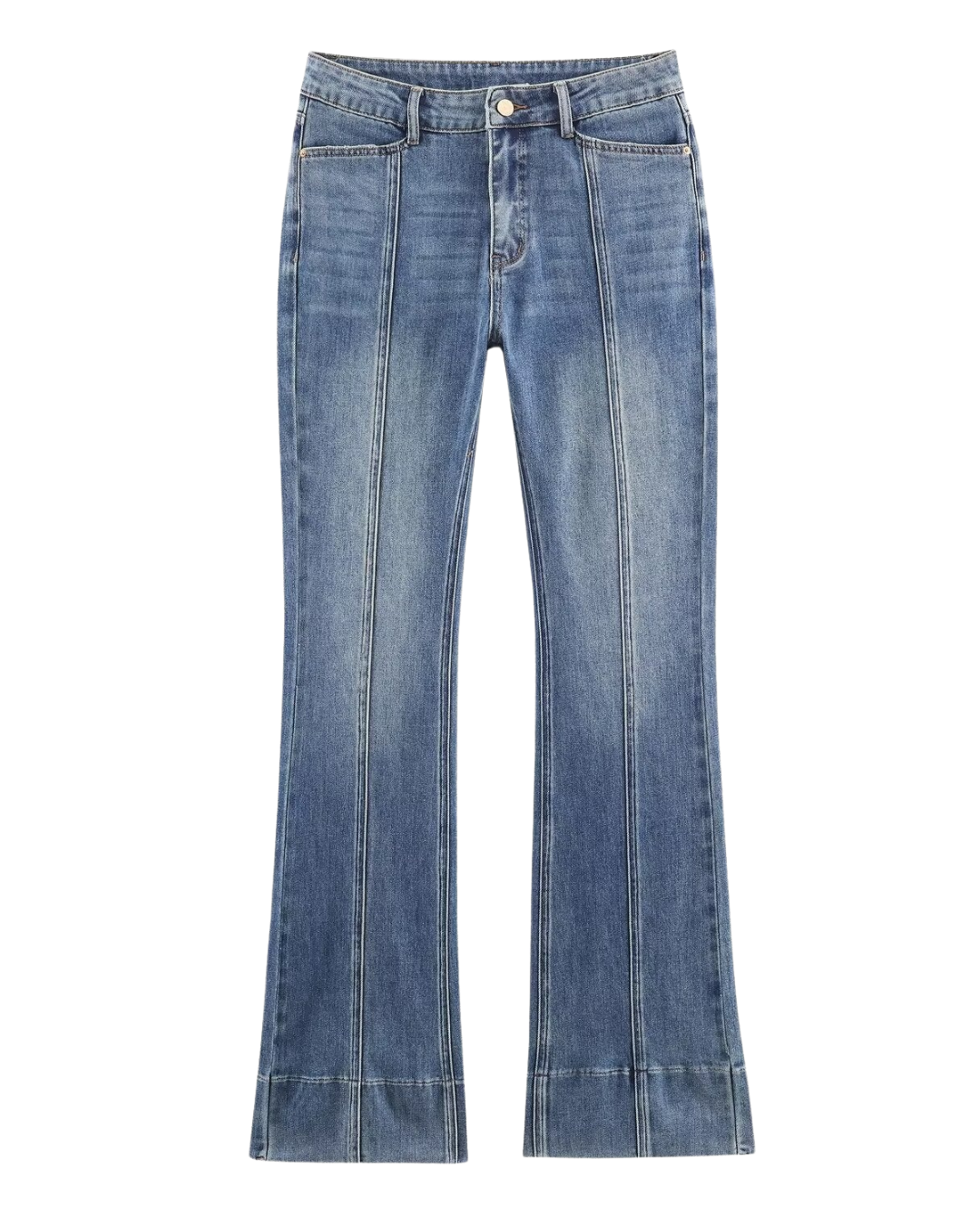 Fleur | Flared Jeans Light Blue High Waisted Seam Detail