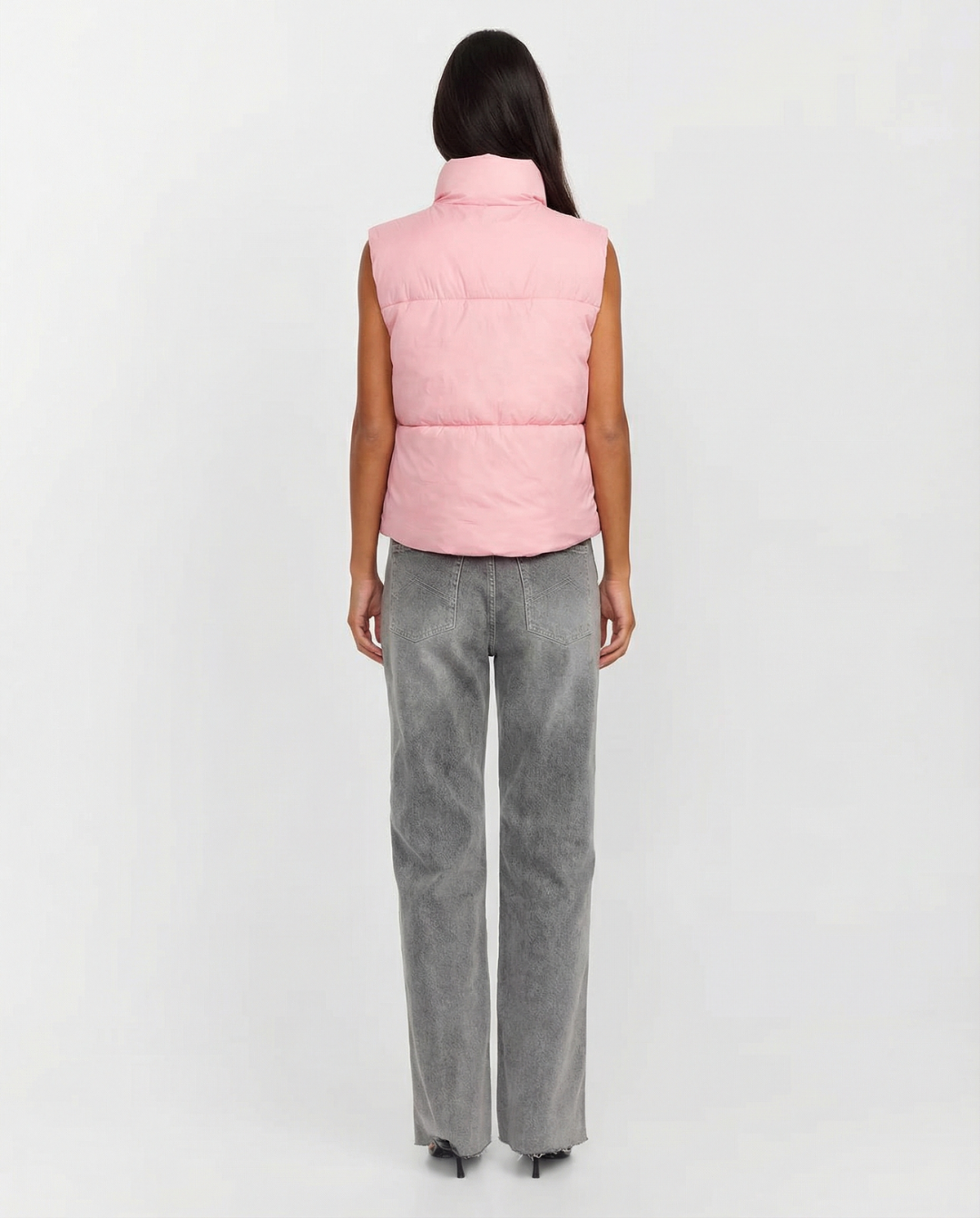 Vera | Quilted Puffer Vest Pink Reversible Sherpa Collar