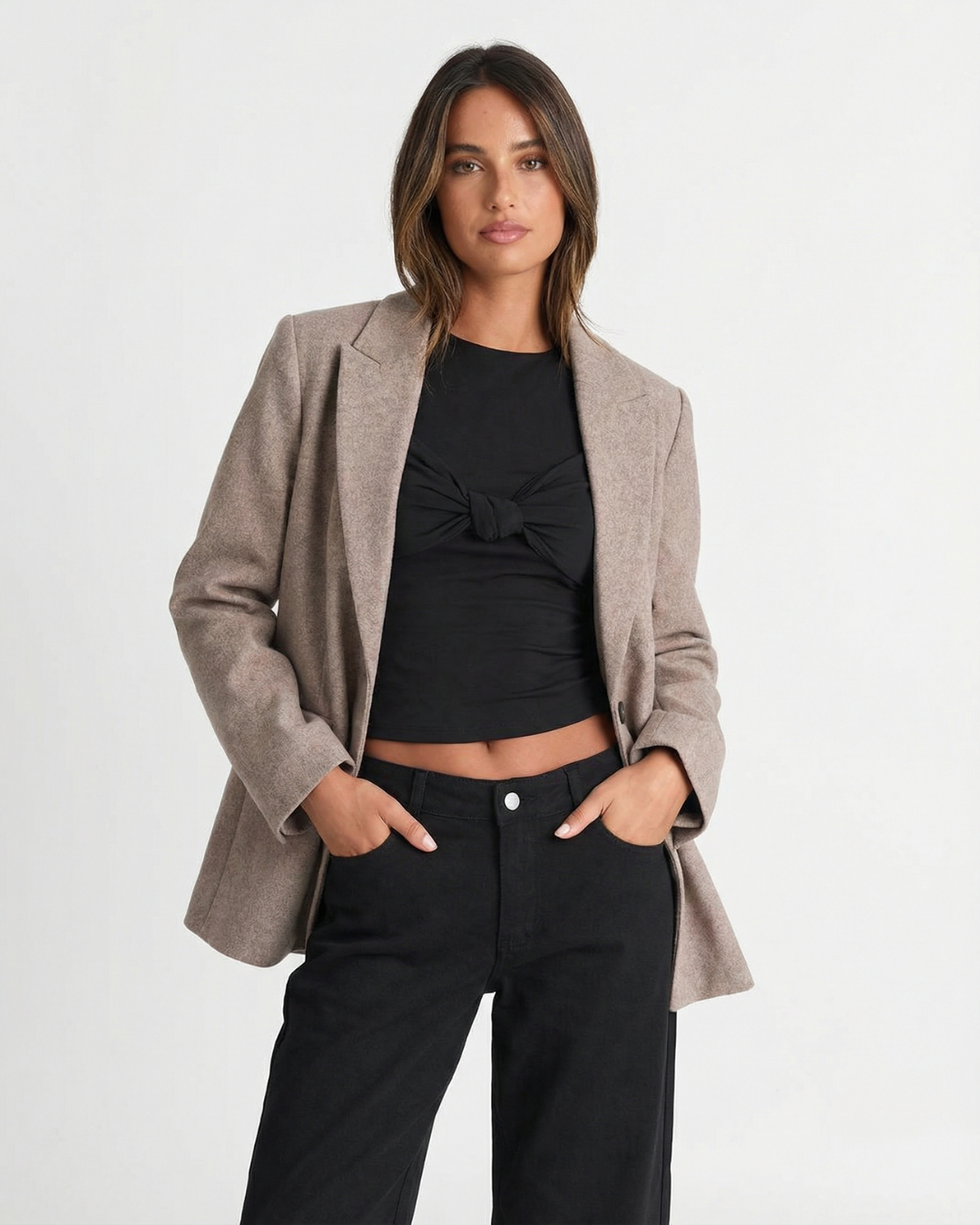 Wren | Winter Beige Blazer Wool Look