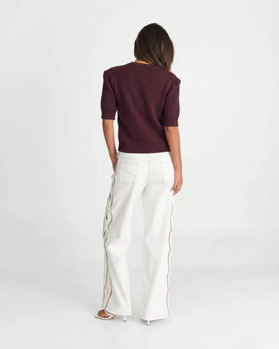 Jules | Casual Knitted Top Purple Short Sleeve Crew Neck