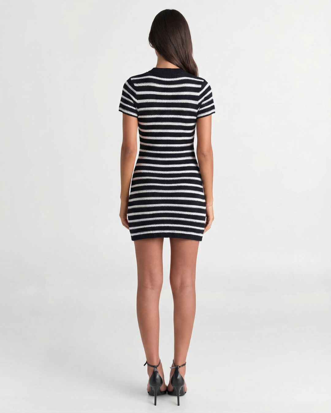 Bella | Casual Knitted Mini Dress Black Striped