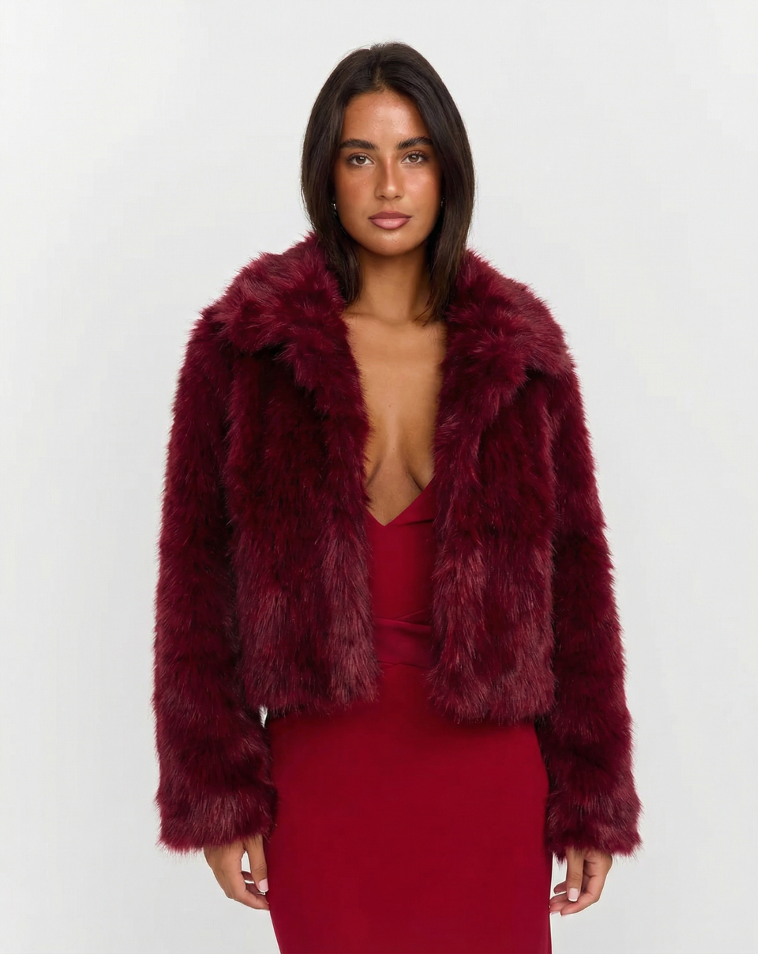 Luna | Elegant Cropped Faux Fur Jacket