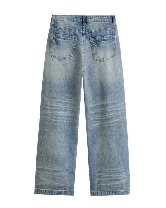 Bea | Wide Leg Jeans Light Blue High Waisted Vintage Faded