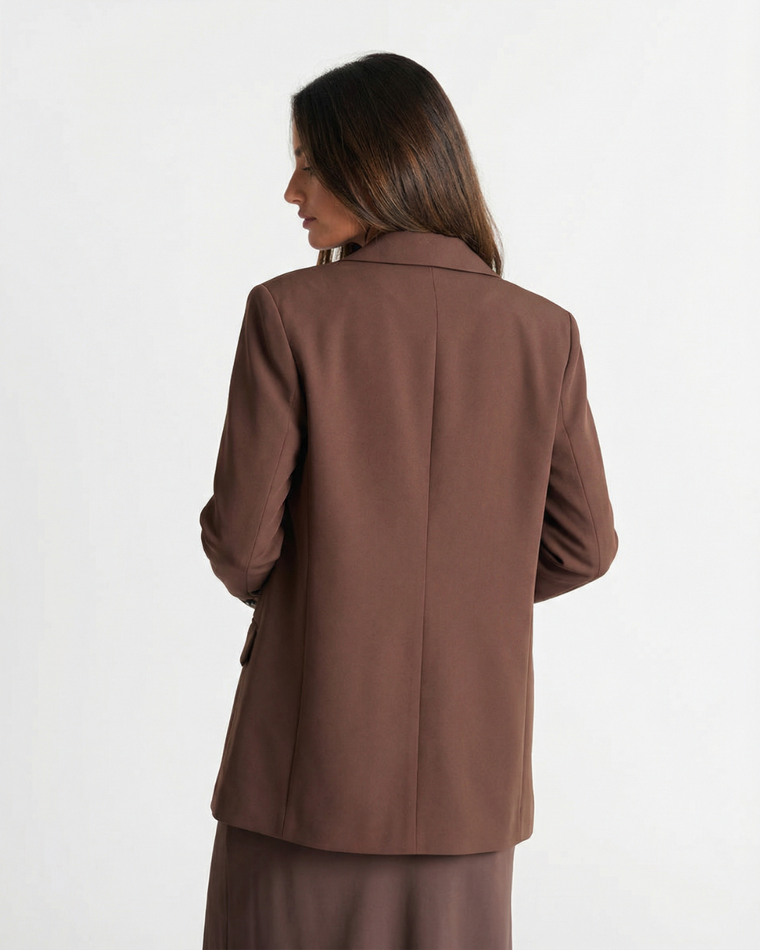 Faye | Oversized Brown Blazer Long Sleeve Single Breasted