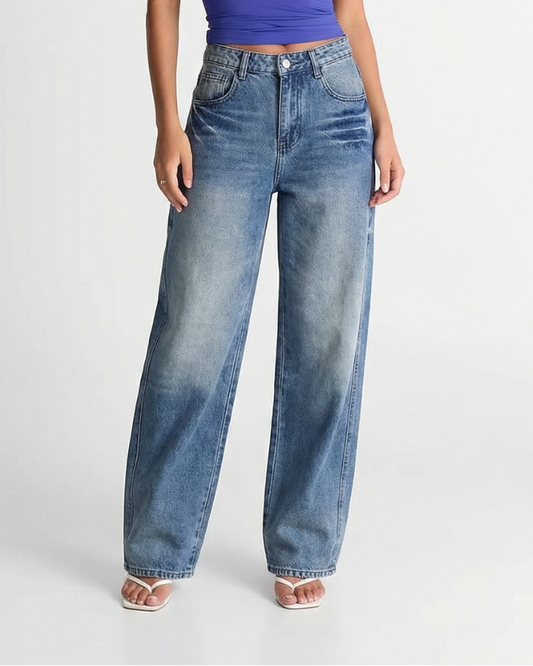 Margot | High Waisted Wide Leg Jeans Light Blue Vintage Wash