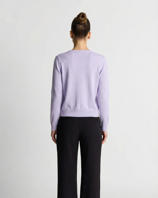 Vera | Fitted Cardigan Lavender Long Sleeve Button Front
