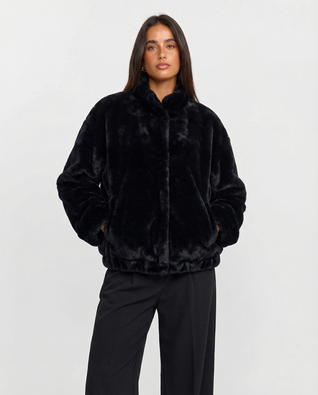 Zoe | Winter Black Faux Fur Jacket