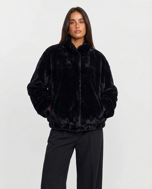 Zoe | Winter Black Faux Fur Jacket