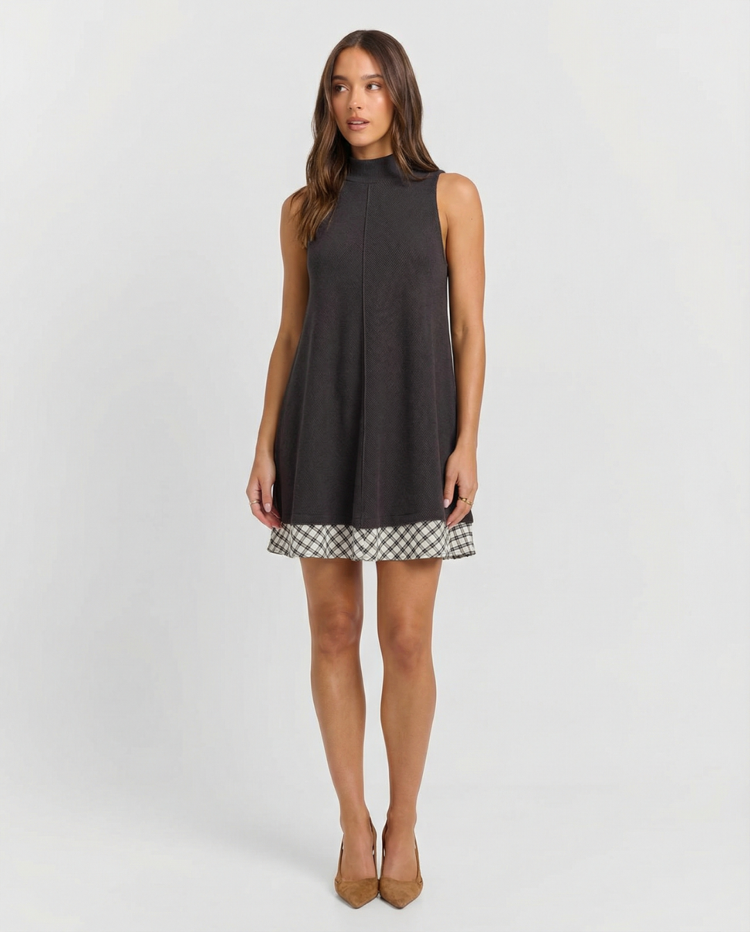 Thea | Casual High Neck Mini Dress Grey