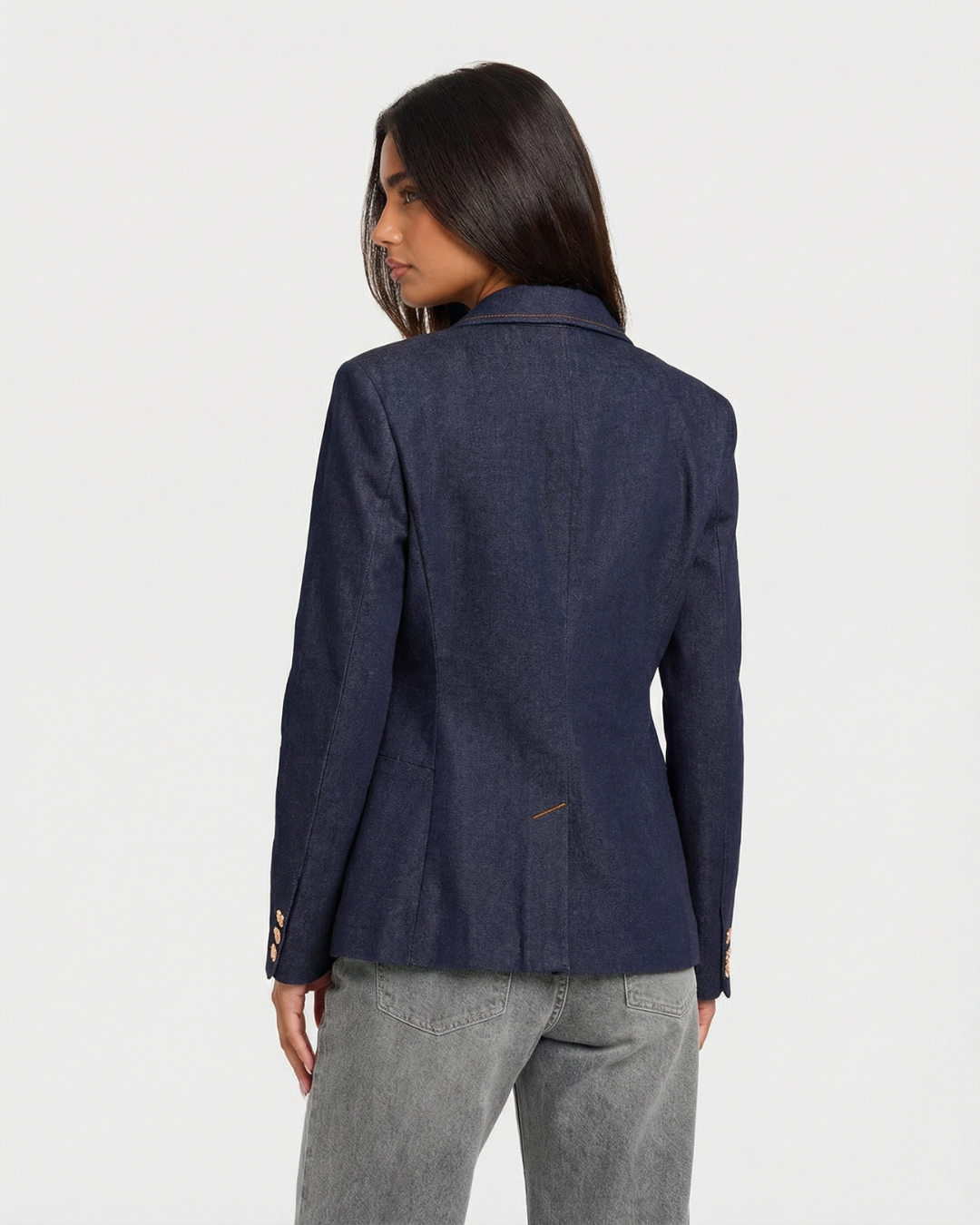 Dani | Denim Blazer Dark Blue Double Breasted