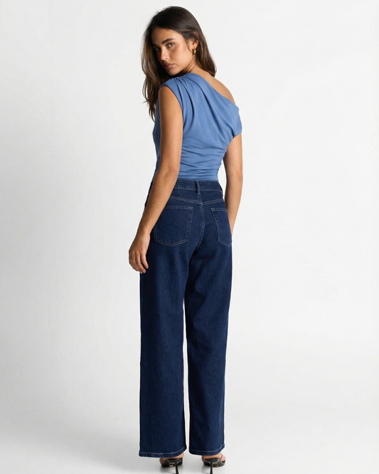 Rue | One Shoulder Bodysuit Light Blue Sleeveless