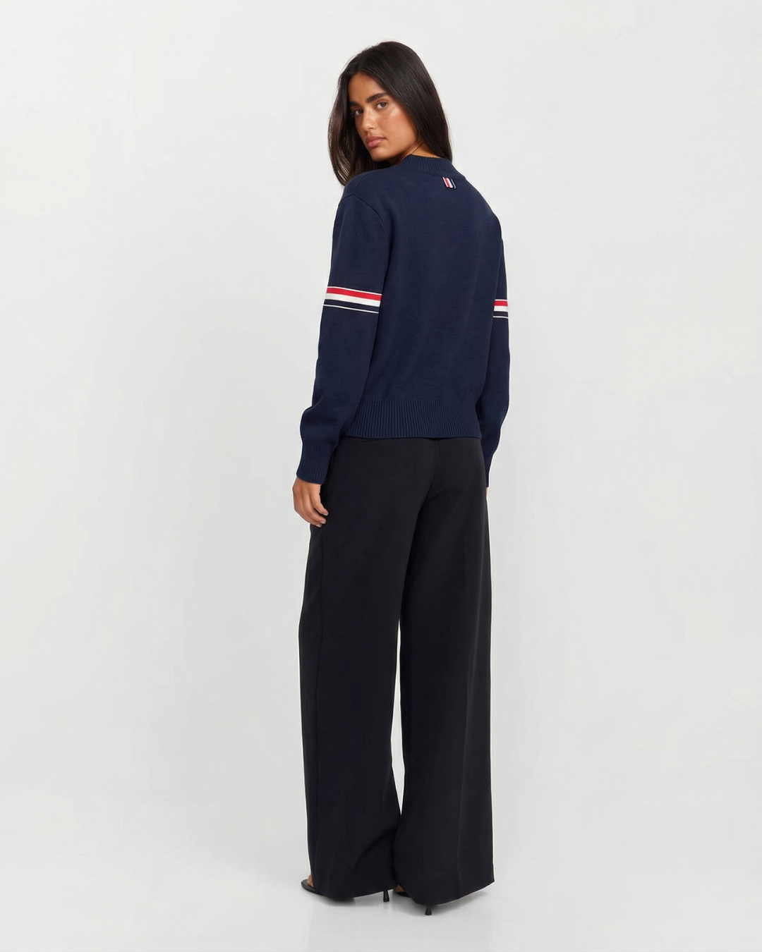 Margot | Varsity Striped Cardigan Navy Button Front Long Sleeve