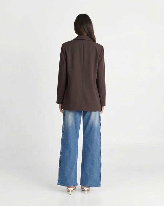 Thea | Oversized Blazer Brown Double Breasted