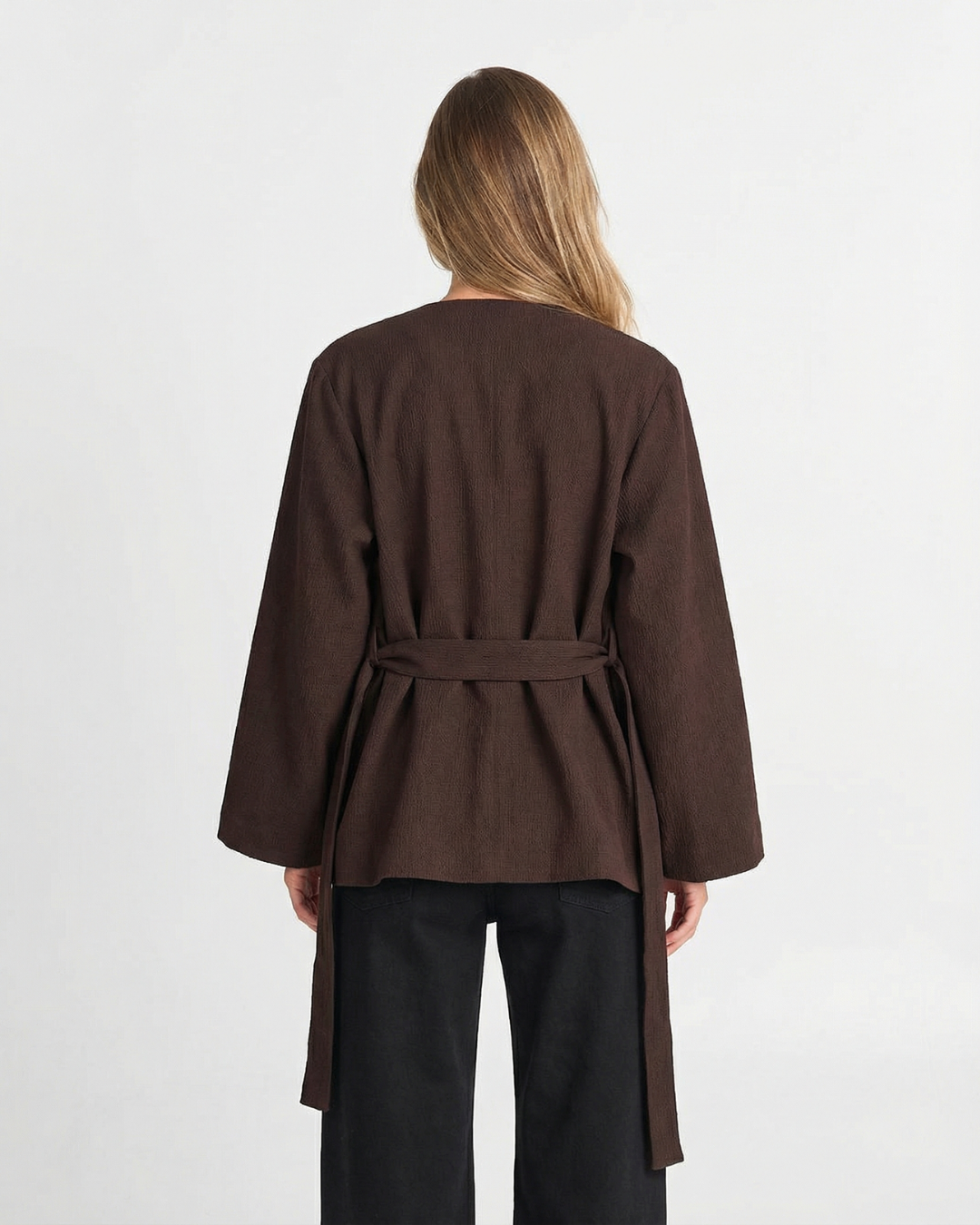 Vera | Belted Blazer Brown Long Sleeve Wrap
