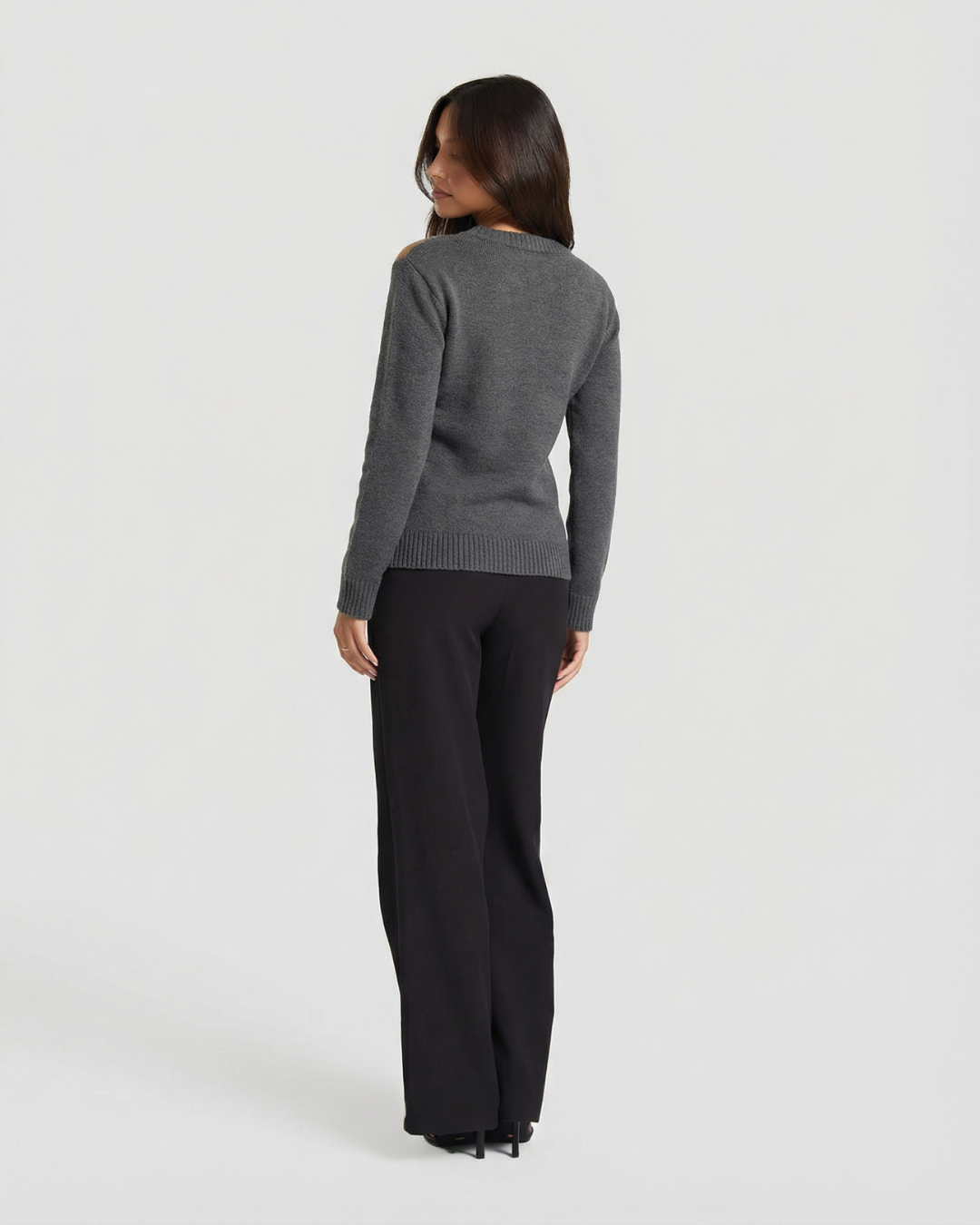 Camille | Argyle Knitted Sweater Grey Cream Beige