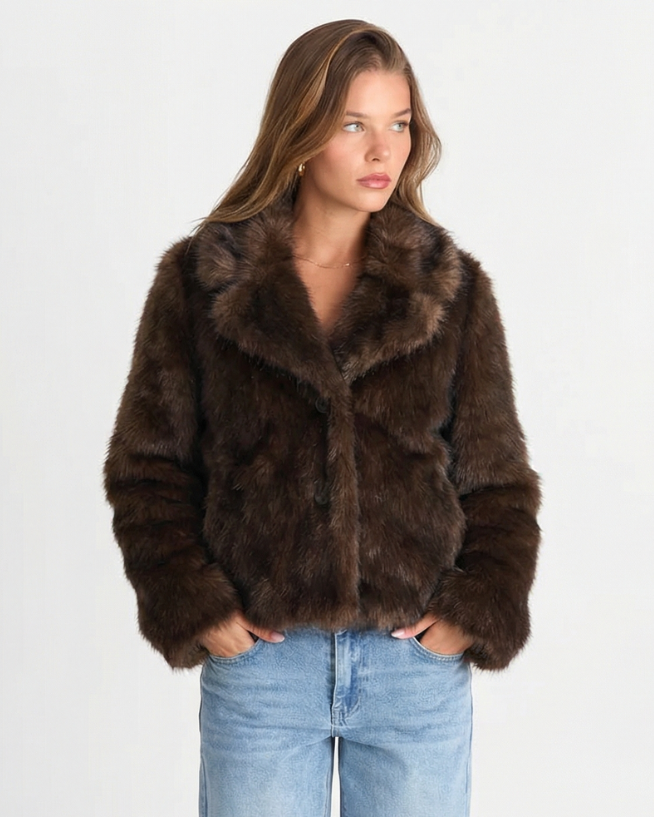 Sable | Winter Brown Faux Fur Jacket Plush