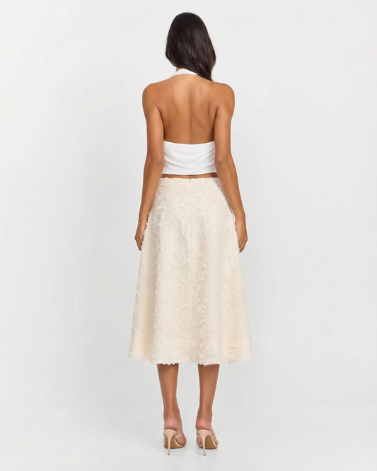 Zola | A Line Midi Skirt Cream Textured