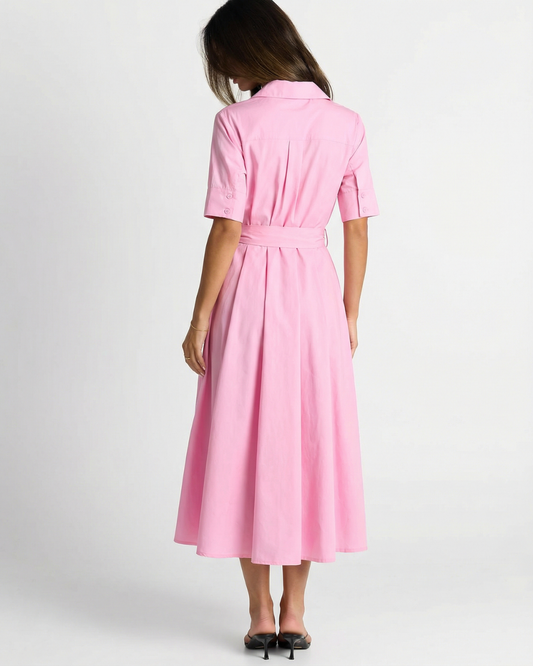 Nala | Summer Belted Shirt Maxi Dress
