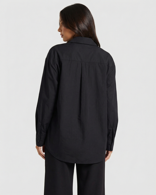 Nell | Smart Casual Long Sleeve Shirt Black