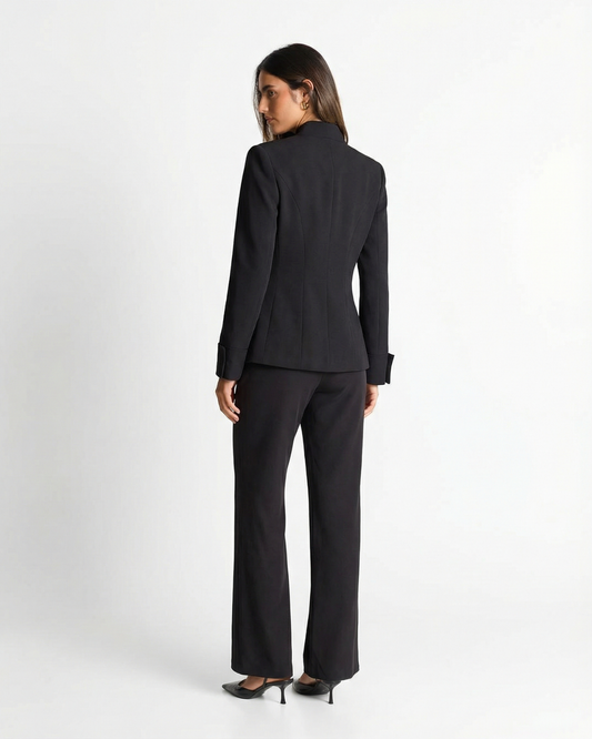 Maya | Smart Casual Fitted Blazer Black Gold Buttons