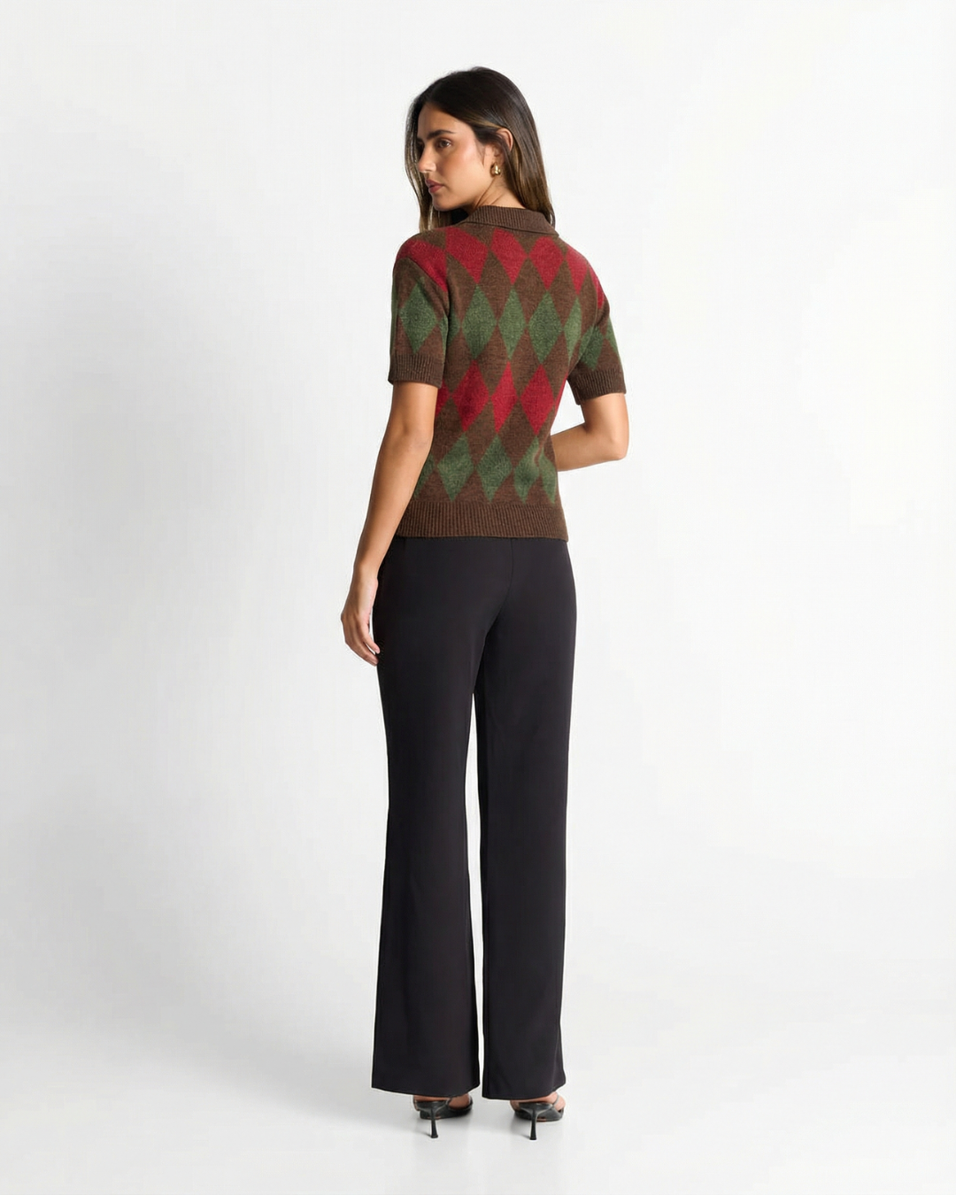 Eleanor | Brown Heritage Argyle Knit Cardigan