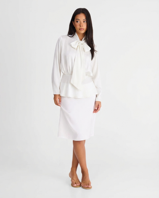 Greta | Elegant Midi Dress White